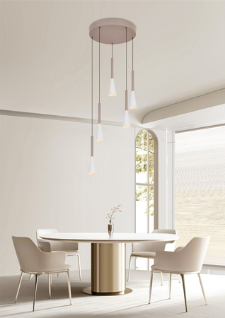 Lampa wisząca piątka okrągła Trompto kaszmirowa Aviano Lighting 5050-524