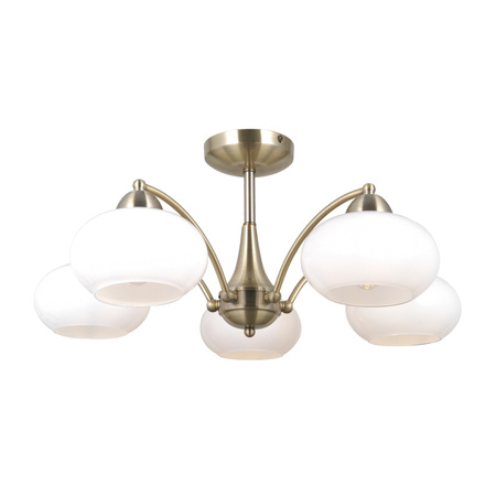 Klasyczna antyczno-złota lampa sufitowa ze szklanymi kloszami 5xE27 Folte Italux PND-408921-5-ABR