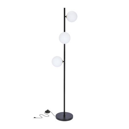 Kama lampa podłogowa czarny+złoty 3x28w g9 klosz biały Candellux 53-01238