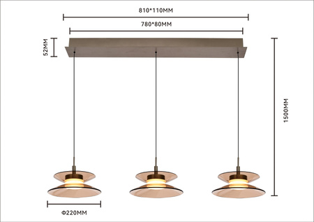 Lampa wisząca trójka prosta Crema brąz / klosz coffee Aviano Lighting 7058-321