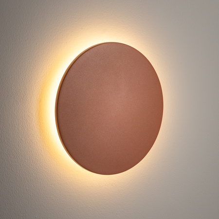 Okrągły płaski kinkiet w kolorze terakota podświetlający elewacje 18cm IP65 3000K ARIA LED M Nowodvorski 11567