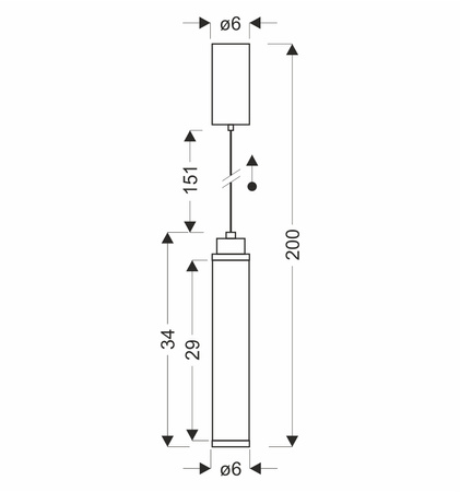 Lampa wisząca przeźroczysta szklana tuba z czarnym wykończeniem CORTE 10W LED 3000K Candellux Studio 31-50731
