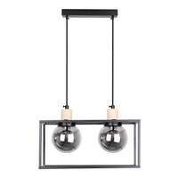 Retro 2 lampa wisząca czarny 2x40w e27 klosz dymiony Candellux 32-00750
