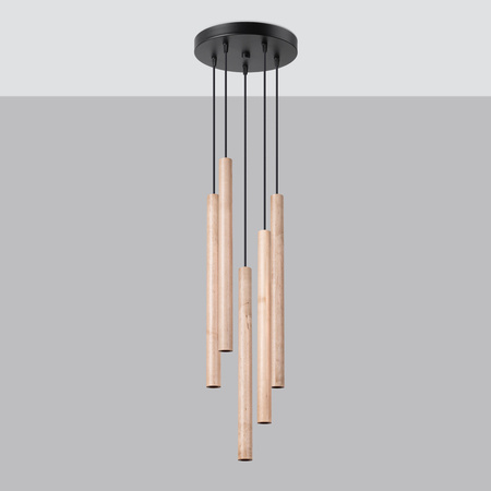 Lampa wisząca tuba drewno PASTELO 5P Sollux SL.1270