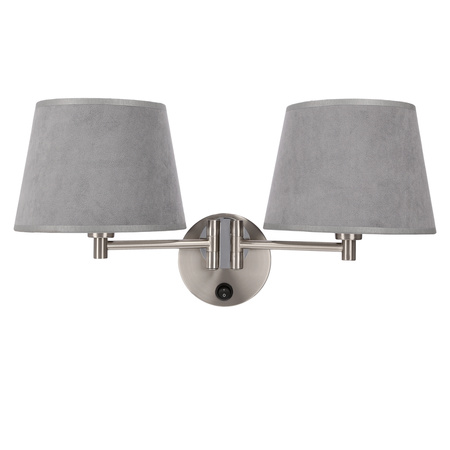 IBIS LAMPA KINKIET SATYNOWY 2X40W E14 ABAŻUR GRAFITOWY Candellux 22-27610