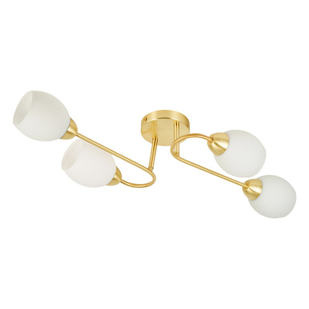 Lampa sufitowa złota 4-punktowa zygzak z białymi kloszami KING GOLD 4xE27 Milagro ML2757