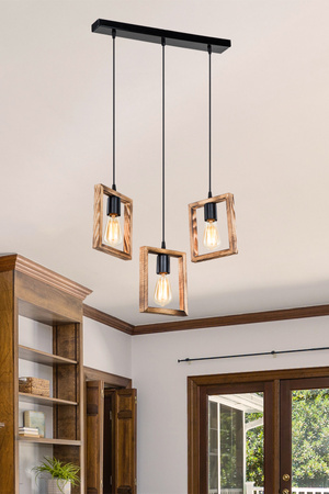 Lampa wisząca ATRIA 3xE27 Zuma Line ASZ.1679 - drewniana lampa w stylu skandynawskim
