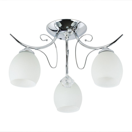 Chromowana stylowa lampa sufitowa z trzema mlecznymi kloszami ELLA 3xE27 Milagro ML2762