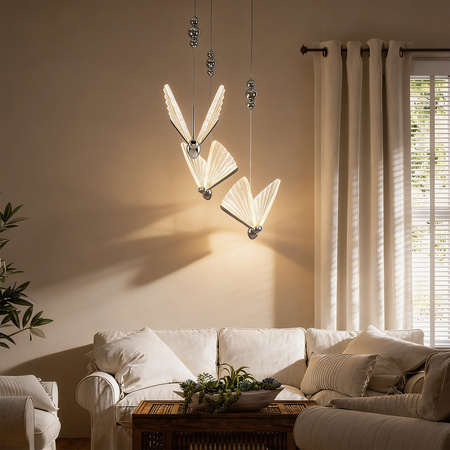 Lampa wisząca Mariposa motyw motyli 3 srebrna LED CCT Light Prestige LP-1715/3P CH