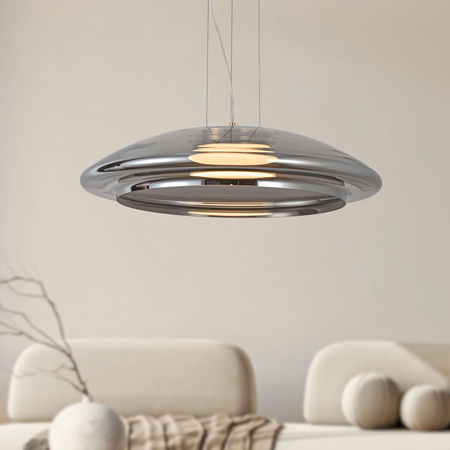 Lampa wisząca z dużym szklanym dymionym kloszem zewnętrznym oraz białym wewnętrznym OMBRE 42 1xGX53 Candellux Studio 31-51097