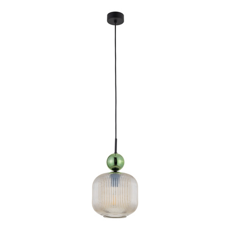 Lampa wisząca karbowane szkło z dekoracyjną kulą SOPHIA BIG GREEN COGNAC 1xE27 Tk Lighting 11372