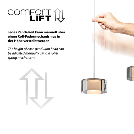 Potrójna lampa wisząca z funkcją ściemniania i Comfort LIFT RIKA Paul Neuhaus 2113-18
