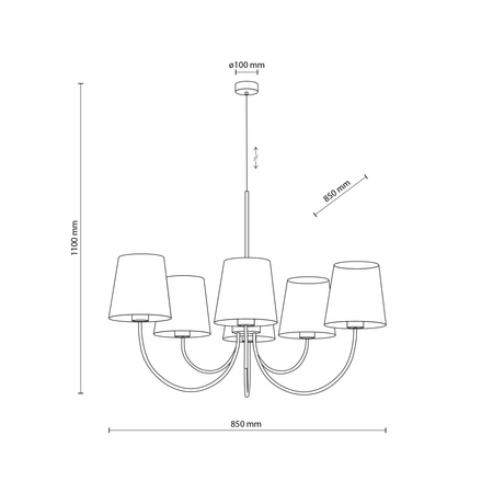 Żyrandol wiszący o średnicy 85cm z abażurkami z lnu CANDI SABIA 6xE27 Tk Lighting 11072