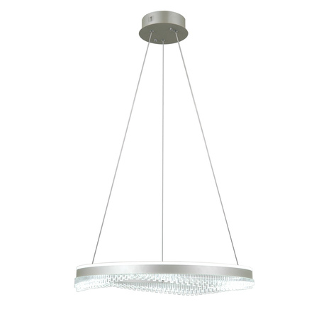Lampa wisząca okrąg 60cm z elementami akylowymi Morte Italux PND-34535-L-SILV