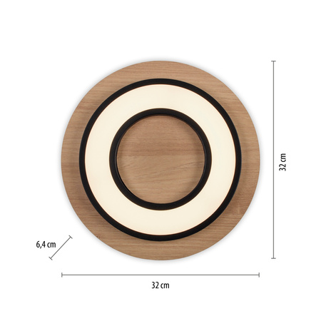 Okrągła lampa sufitowa 32cm drewniana TOLA LED 3000K Just Light 14560-18