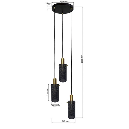 Lampa wisząca Tirana 3 czarna 3xE27 Light Prestige LP-945/3P BK