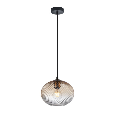 Lampa wisząca z bursztynowym kloszem o średnicy 22cm 1xE27 Alias Italux PND-3665-1-BRO-AMB