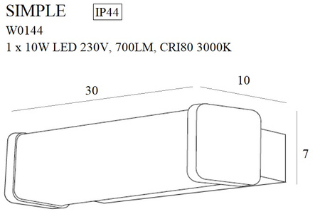 MAXLIGHT W0144  KINKIET SIMPLE IP44, 10W
