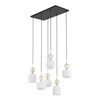 Lampa wisząca 6 zwisów szklane ryflowane klosze 6xE14 SOPHIA COGNAC WHITE Tk Lighting 11594