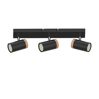 LAGOS LAMPA SUFITOWA CZARNY 3X15W GU10 KLOSZ CZARNY+DREWNIANY Candellux 93-13729