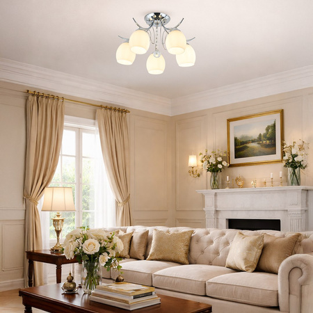 Lampa sufitowa chromowana pięć szklanych kulistych kloszy ELLA 5xE27 Milagro ML2763