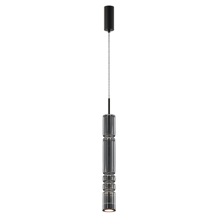 Czarna lampa wisząca ze szklanym wąskim dymionym kloszem o średnicy 8cm Ordo MOD272PL-L12B3K Maytoni
