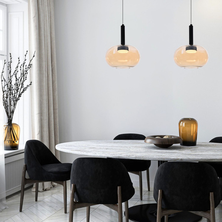 Lampa wisząca czarna z bursztynowym kloszem BUENO 1xGX53 Candellux Studio 31-50465