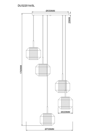 Lampa wisząca SOLIX 5xE27 Zuma Line DU32201A/5L
