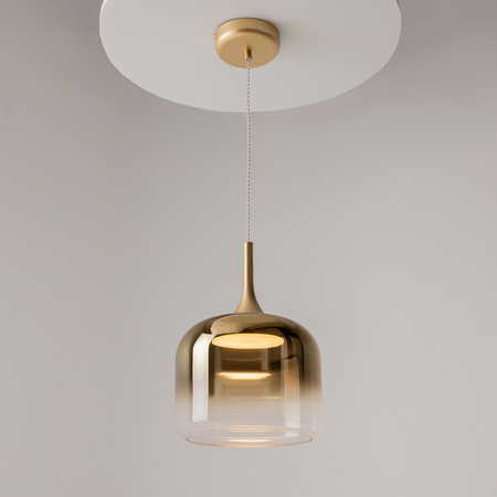 Pojedyńcza lampa wisząca złoty szklany klosz LED 3000K Spirito MOD286PL-L18G3K Maytoni