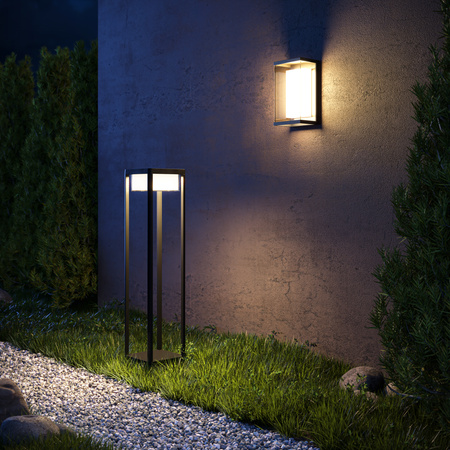 Czarna lampa elewacyjna LED 3000K - prostokątny kinkiet w nowoczesnym stylu Baker Street O021WL-L10B3K Maytoni