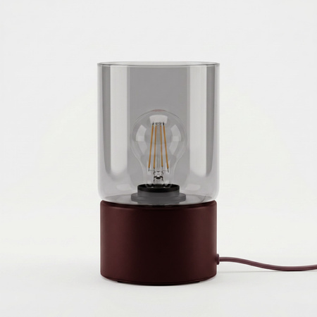 Burgundowa lampka stołowa z dymionym kloszem DEX Kaja Lighting K-6052