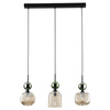 Lampa wisząca listwa potrójna z ryflowanymi koniakowymi kloszami i zielonymi kulami SOPHIA GREEN COGNAC 3xE14 Tk Lighting 11147