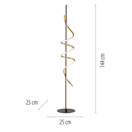 Lampa podłogowa spirala LED mosiądz + czarny EMANDA LED 3000K Just Light 19110-68