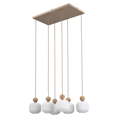 Sześciozwisowa lampa wisząca szklane klosze z dodatkiem drewna BALLO 6XE14 6xE14 Tk Lighting 11052