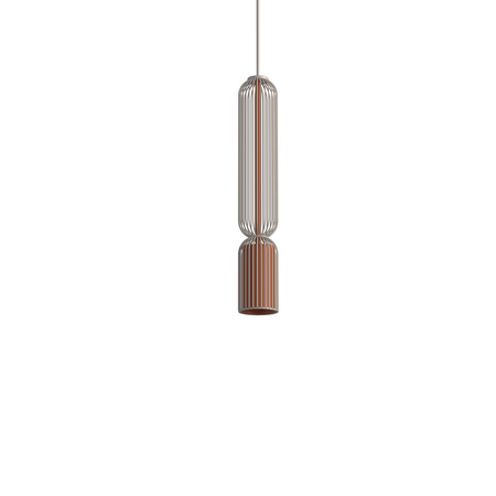 Lampa wisząca tuba w kolorze terakota osłonięta beżowymi drutami 1xGU10 SINGLES B Nowodvorski 12198