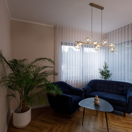 Lampa wisząca beżowa z bursztynowymi kloszami LAVA SABIA LAMPA WISZACA 9XG9 Tk Lighting 11110