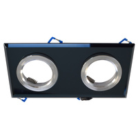 Oczko sufitowe szklane KWADRATOWE 2xGU10 Kolor: CZARNY EKOS926