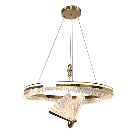Lampa wisząca Marissa Cristal złota 60cm z motywem motyla LED CCT Light Prestige LP-2515/1P Cristal GD