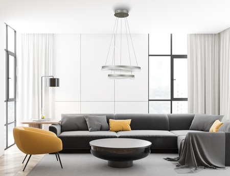 Lampa wisząca srebrna dwa okręgi LED Morte Italux PND-34535-2L-SILV