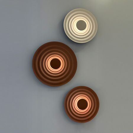 Płaski okrągły 40cm kinkiet ozdobny w kolorze auburn LED RIPPLE WALL 40 AUBURN AZZARDO AZ6580