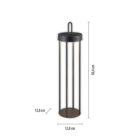 Czarna przenośna lampka stołowa bezprzewodowa także na zewnątrz ładowana USB IP44 ANSELM 19301-18