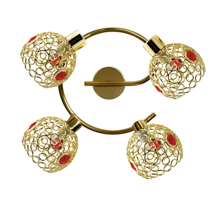 LAMPA ARON SPIRALA 4X40W G9 MOSIĄDZ KRYSZTAŁ CZERWONY Candellux 98-12258