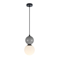 Lampa wisząca jasnoszara kula z białym kloszem o średnicy 15cm 1xE27 Mastal Italux PND-36603-1S-BK-GR