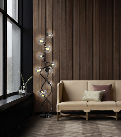 Lampa podłogowa NANCY 9 czarny chrom Wofi Premium 3014-905