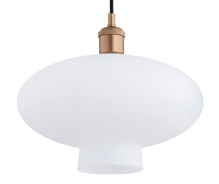 Lampa wisząca w kolorze miedzianym szklany opalowy klosz o średnicy 30cm TRESCO  Argon 8980