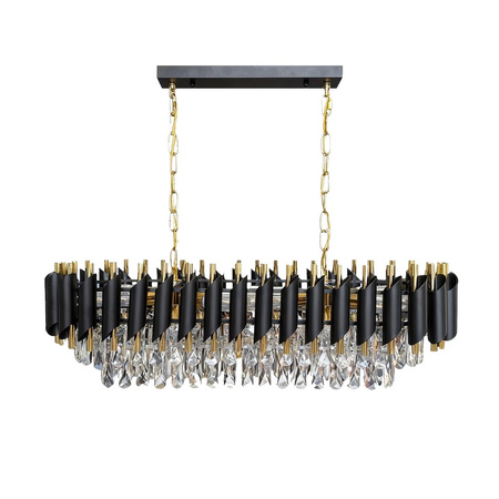 Podłużny żyrandol kryształowy w kolorze czarno-złotym 78cm CRISTAL 10xE14 Milagro ML2518