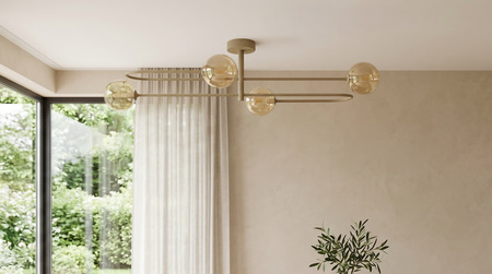 Beżowa lampa sufitowa z bursztynowymi kulami SPARK Kaja Lighting K-5996