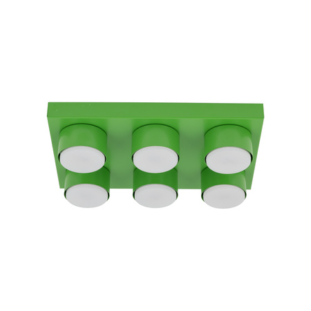 Prostokątny zielony plafon sufitowy sześciopunktowy BRIX GREEN 6xGX53 Tk Lighting 11288