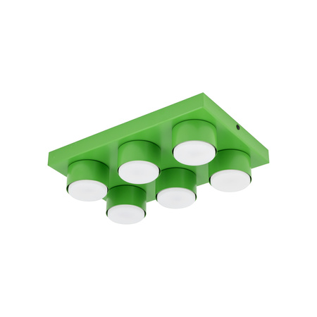 Prostokątny zielony plafon sufitowy sześciopunktowy BRIX GREEN 6xGX53 Tk Lighting 11288