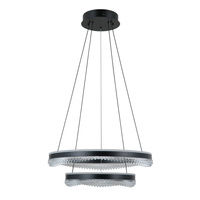 Lampa wisząca czarne ringi ze zmianą barwy światła Morte Italux PND-34535-2L-BK